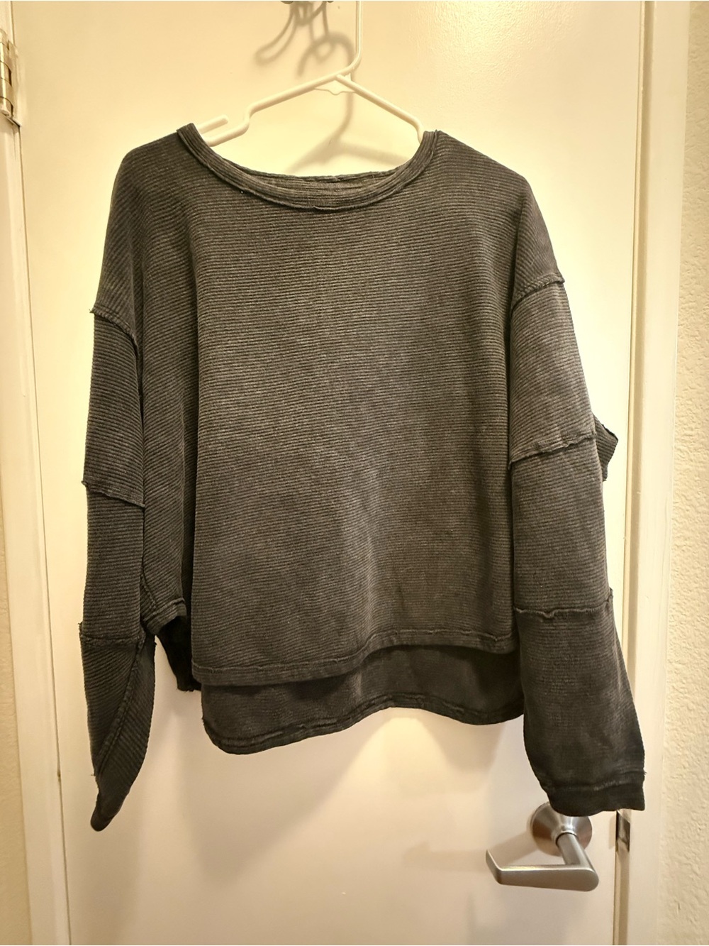 Free People Washed Charcoal Women's Ribbed Pullover Sweater